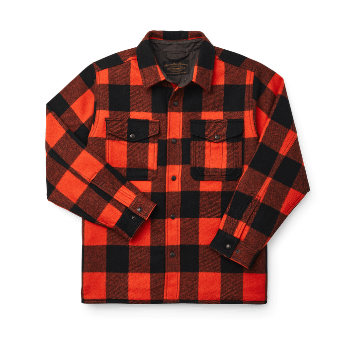 Filson Mackinaw Wool Jac-Shirt in Orange/Black Plaid