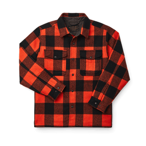 Filson Mackinaw Wool Jac-Shirt in Orange/Black Plaid