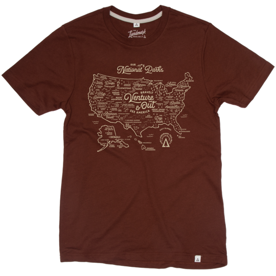 Landmark Project National Parks Map Tee in Redwood