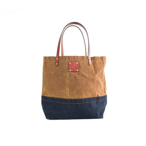 Sturdy Brothers Waxed Canvas Tote in Nutmeg/Navy