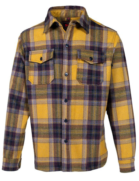 Schott NYC CPO Wool Shirt Jacket in Mustard Plaid