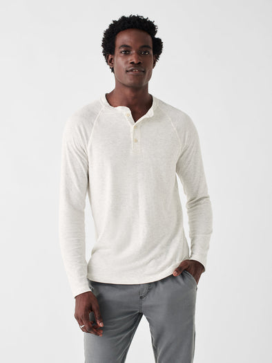 Faherty Cloud Henley in Ivory Heather