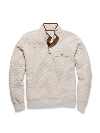 Faherty Epic Quilted Fleece Pullover in Oatmeal Melange