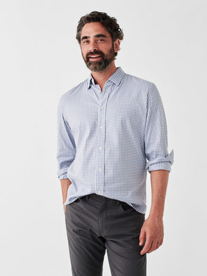 Faherty Movement Shirt in Light Blue Gingham in