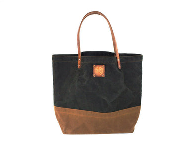 Sturdy Brothers Waxed Canvas Tote in Forest/Nutmeg