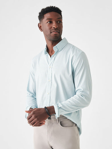 Faherty Movement Shirt in Teal Gingham