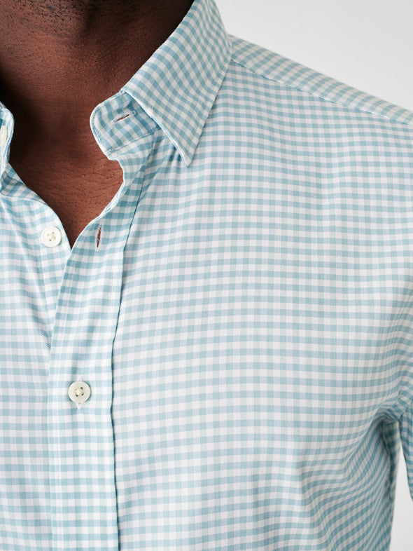 Faherty Movement Shirt in Teal Gingham