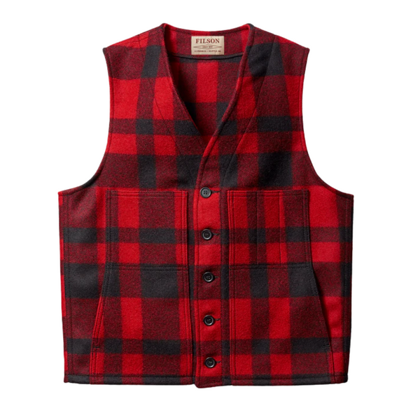 Filson Mackinaw Wool Vest in Red/Black