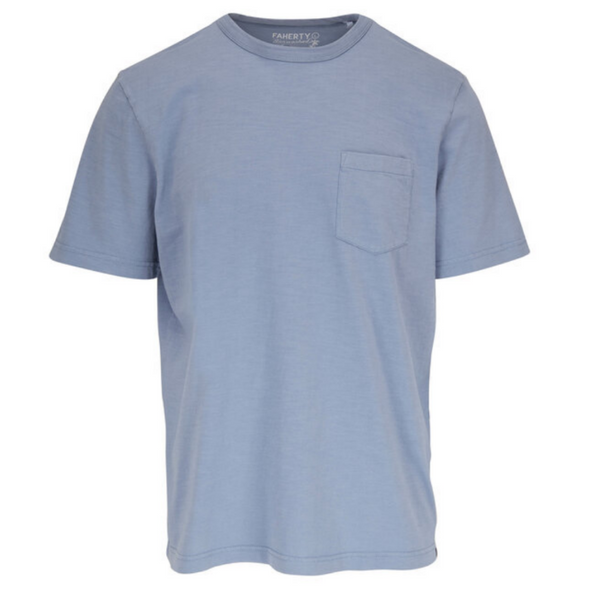 Faherty Sunwashed Pocket Tee in Mariner Blue