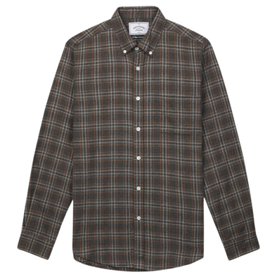 Portuguese Flannel Mill Shirt in Grey/Brown Plaid