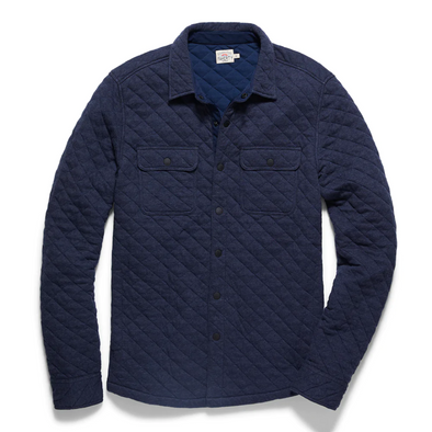 Faherty Epic Quilted CPO Shirt Jacket in Navy Melange