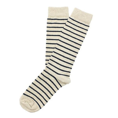American Trench Breton Stripe Sock in Linen/Navy